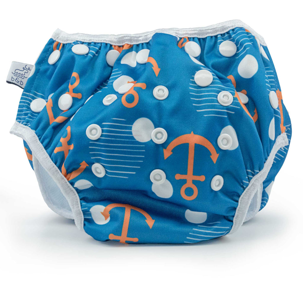 Beau and Belle Littles Swim Diaper, Large Size, Anchor print