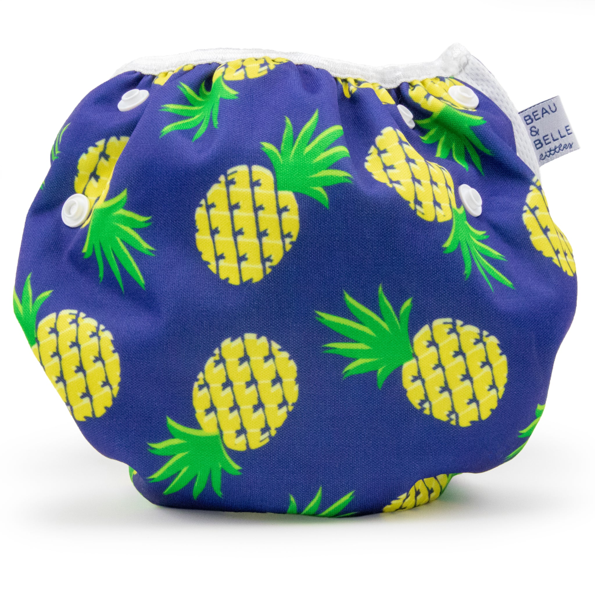Beau and Belle Littles Swim Diaper, Regular Size, Navy blue with pineapples
