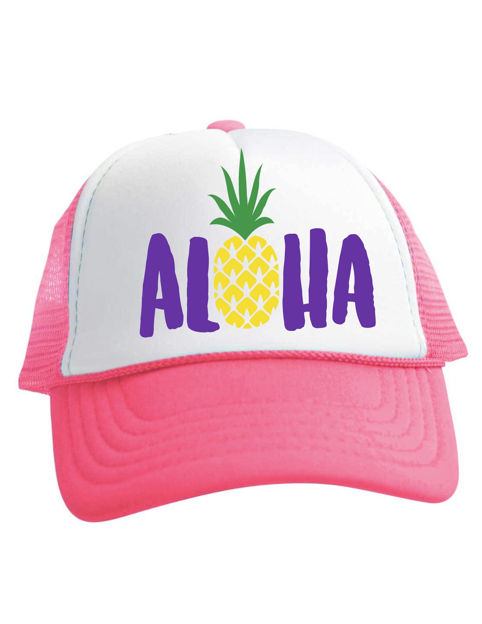 Aloha Pineapple Trucker Hat Baby Girls Beau and Belle Littles Pink