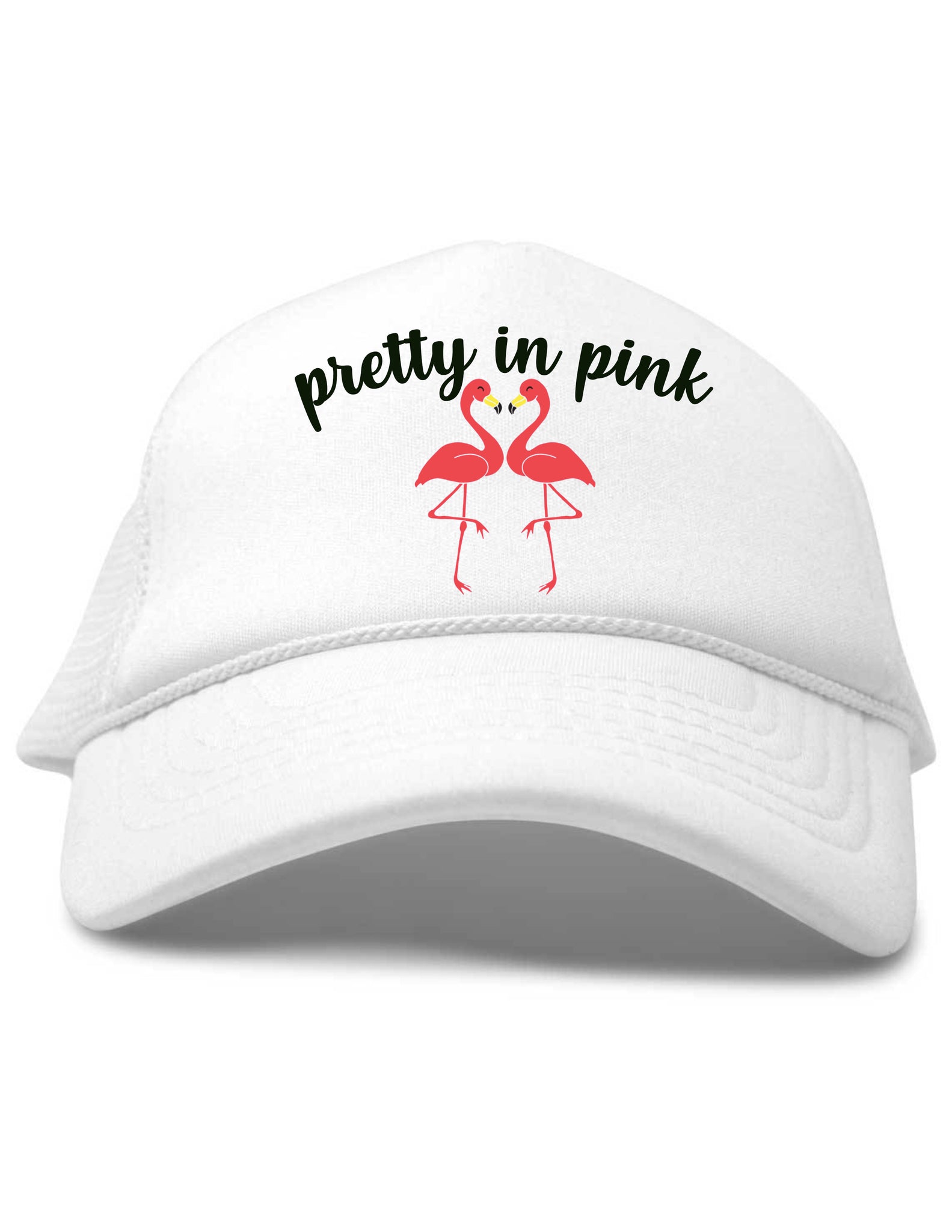 Pretty in Pink Flamingos Trucker Hat White Toddler Baby Size Youth Size Beau and Belle Littles