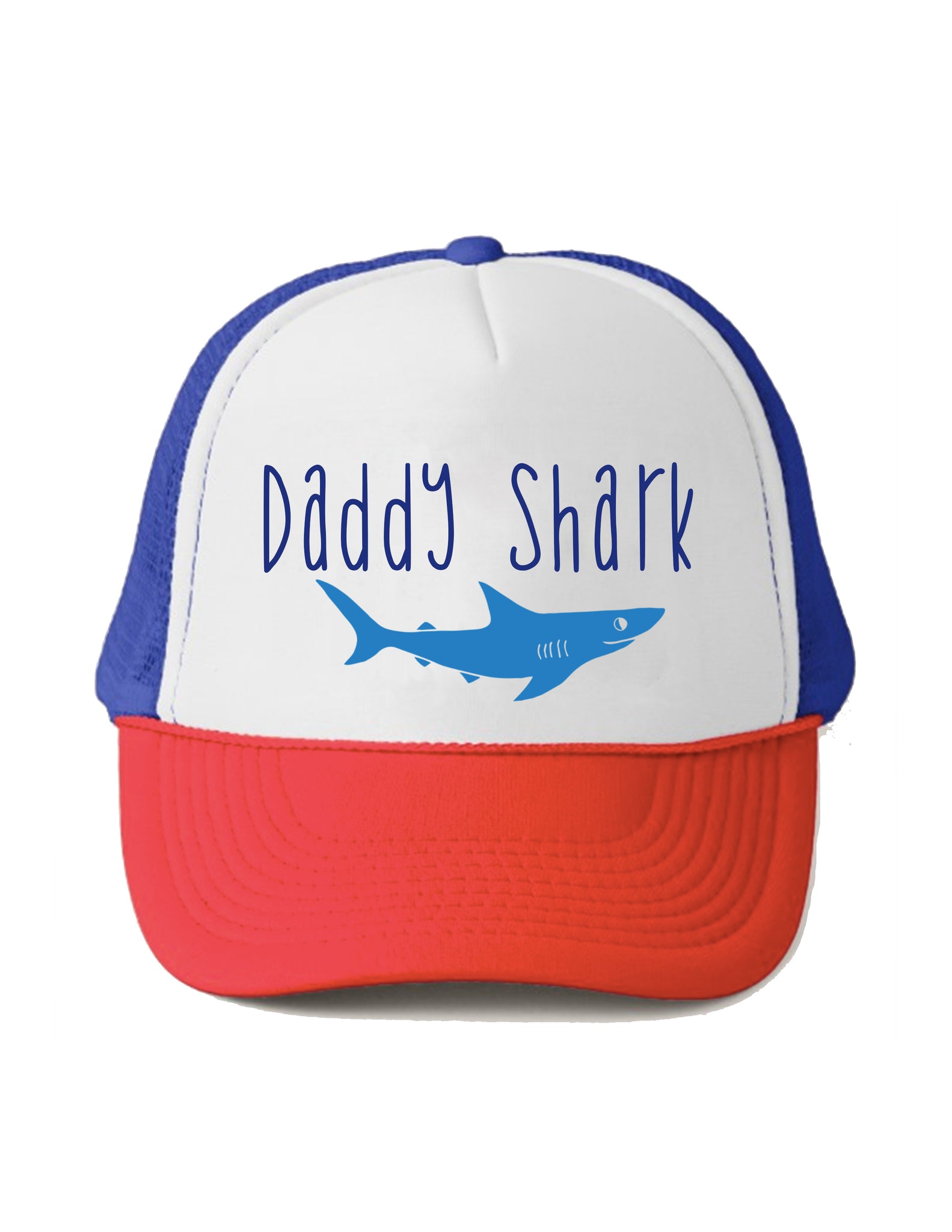 Daddy Shark Trucker Hat Beau and Belle Littles Red White and Blue