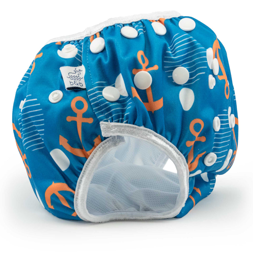Beau and Belle Littles Swim Diaper, Large Size, Anchor print, side shot